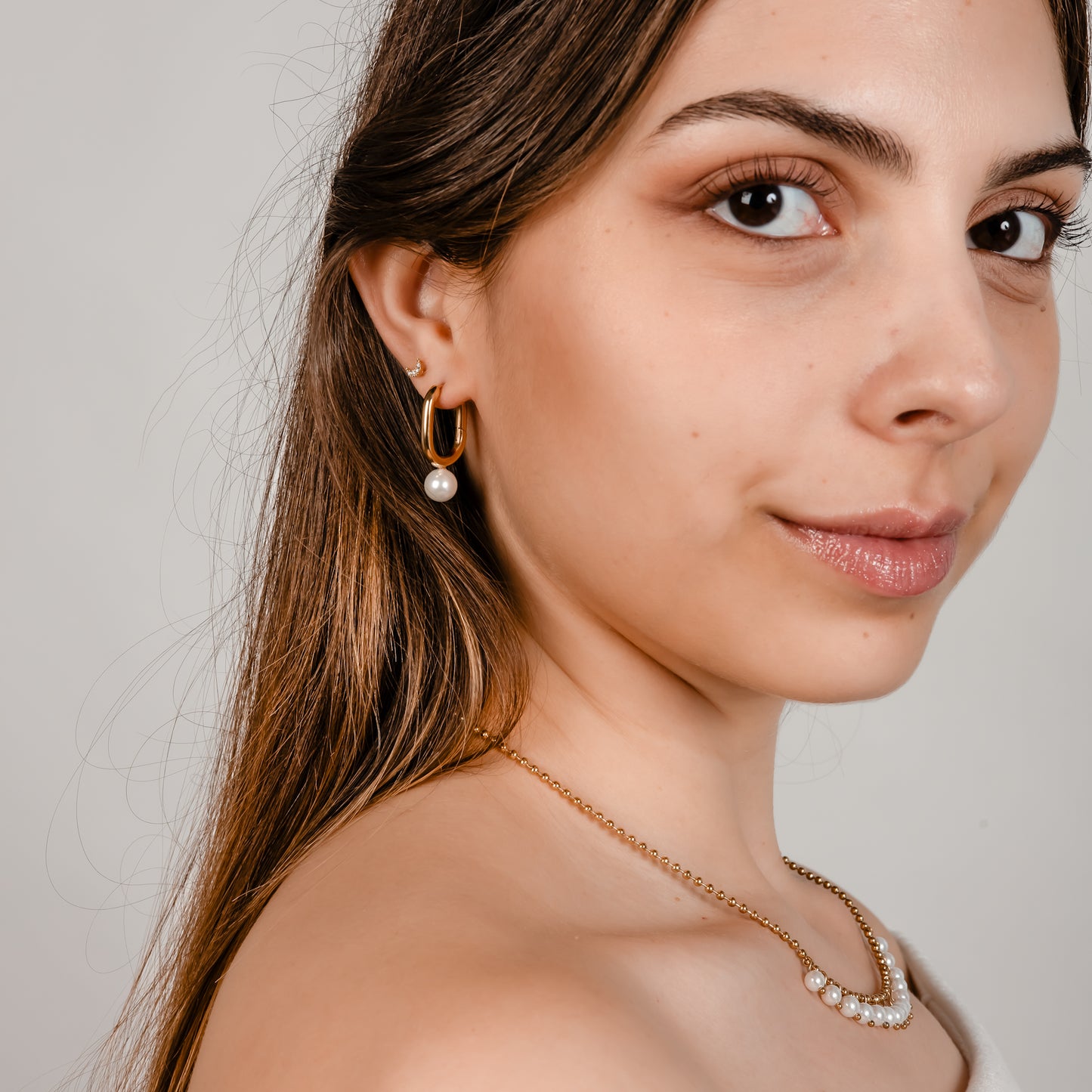PEARL – Steel Necklace with Spheres and Pearls