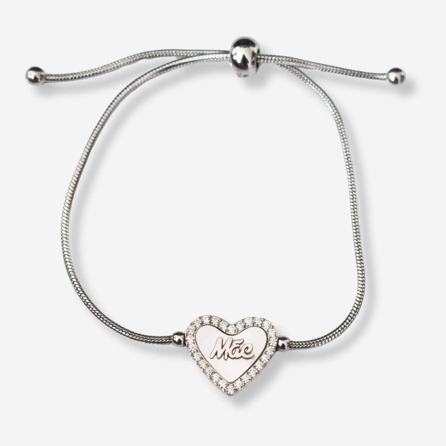 RUBY- Steel Bracelet with Mother of Pearl Heart
