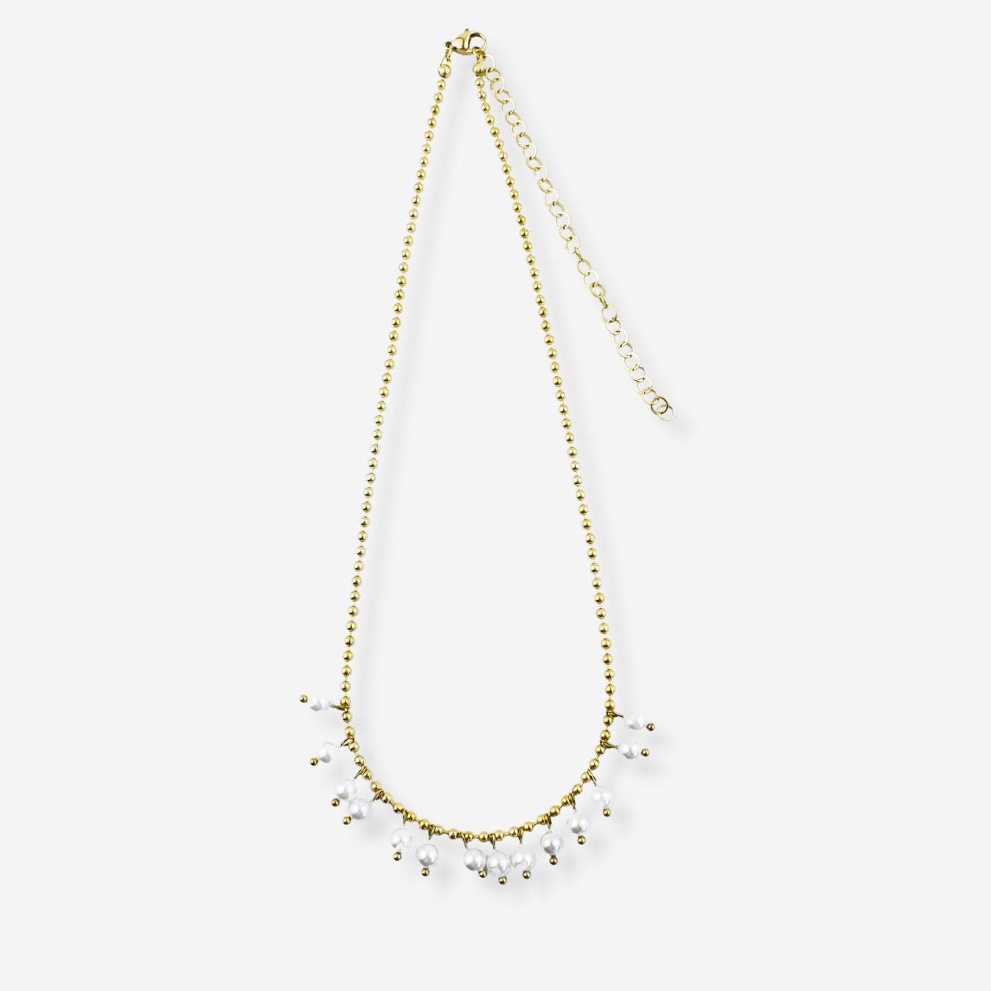 PEARL – Steel Necklace with Spheres and Pearls