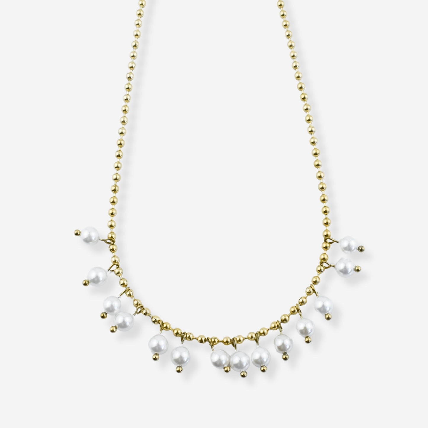 PEARL – Steel Necklace with Spheres and Pearls