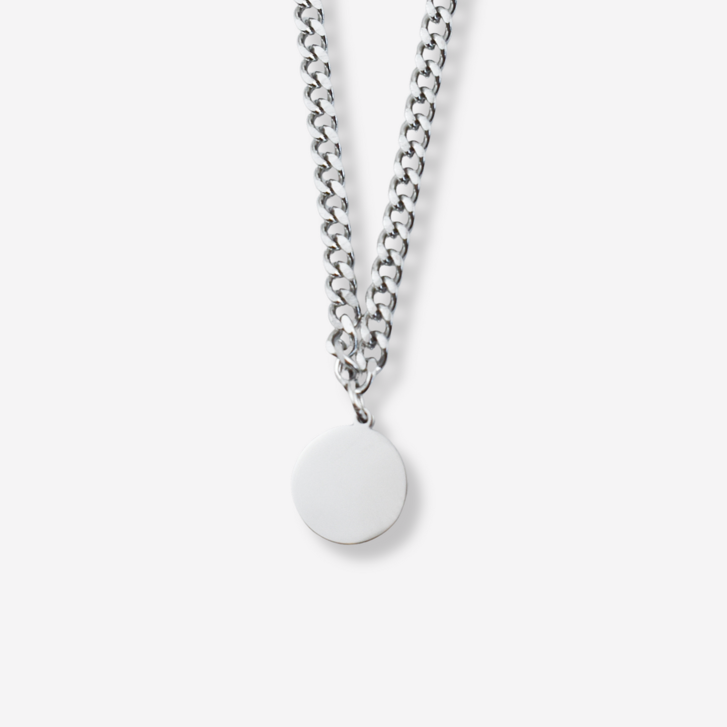 Stainless Steel Initial Necklace with Custom Round Medallion