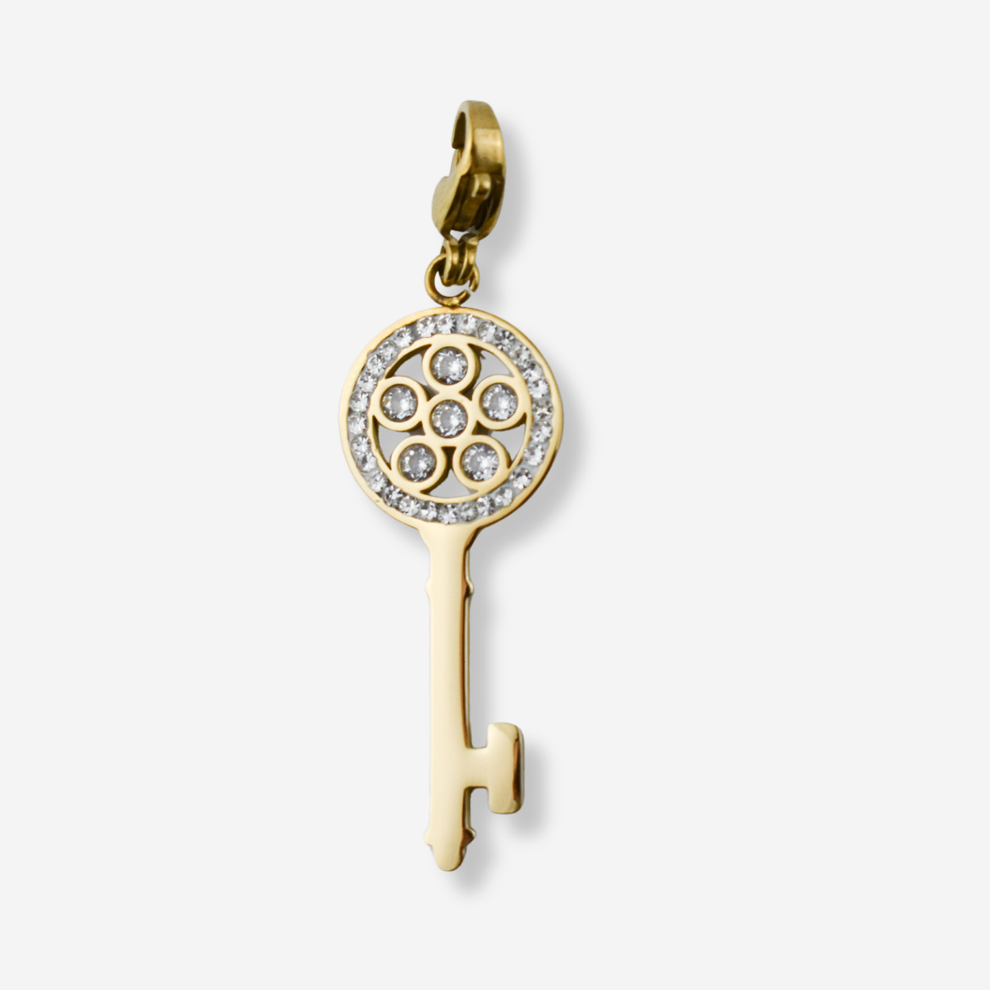 Stainless Steel Diamond Key Pendant