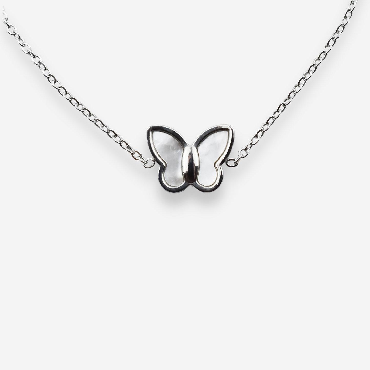 BIANCA – Steel Bracelet with Mother of Pearl Butterfly