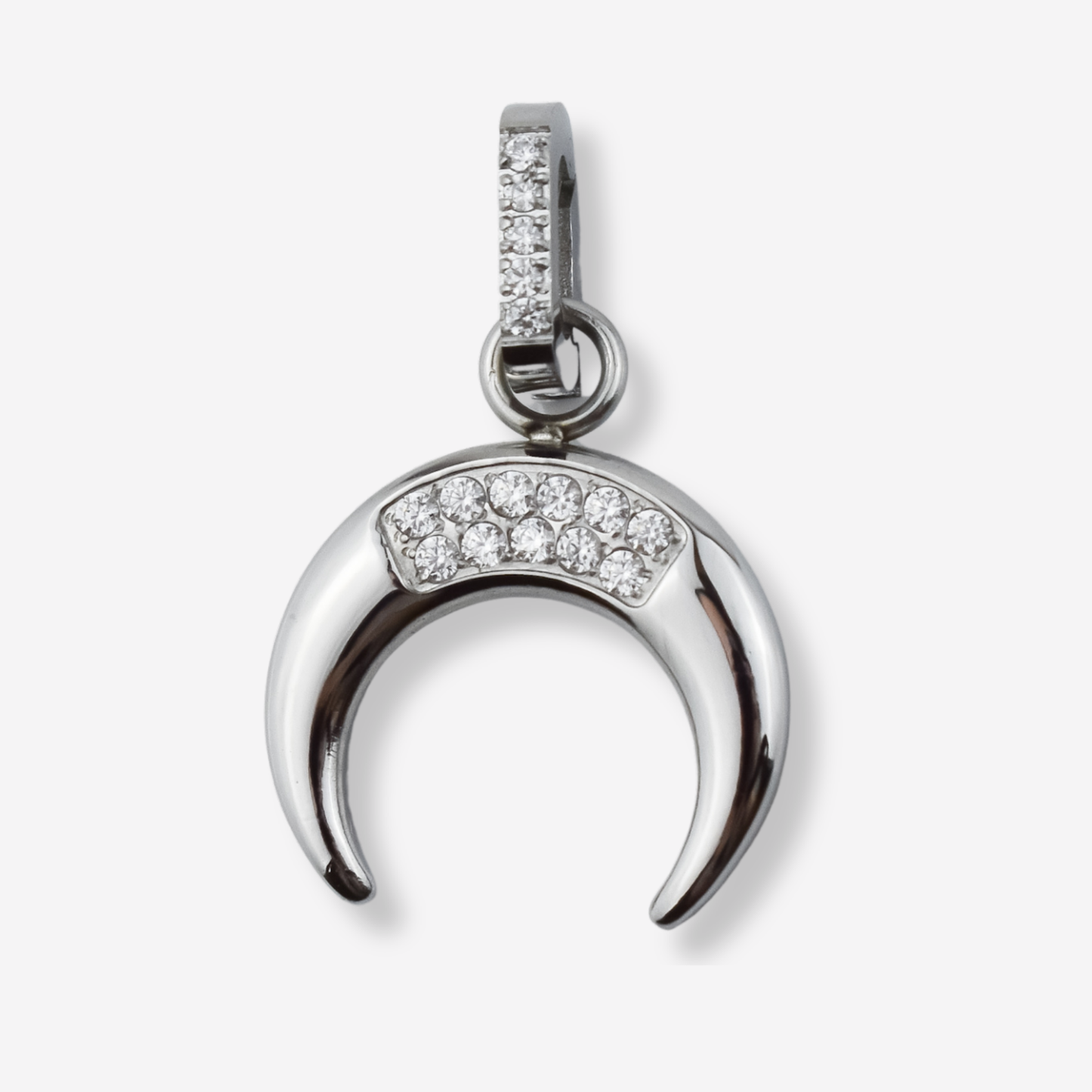 Stainless Steel Diamond Moon Pendant *Centerpiece