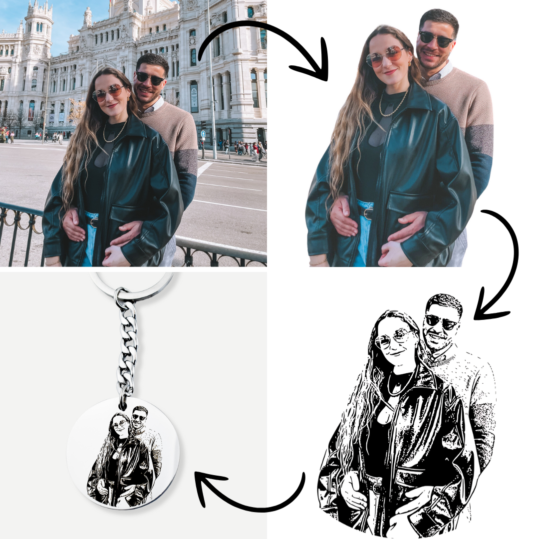Personalized Key Chain with Photo Illustration