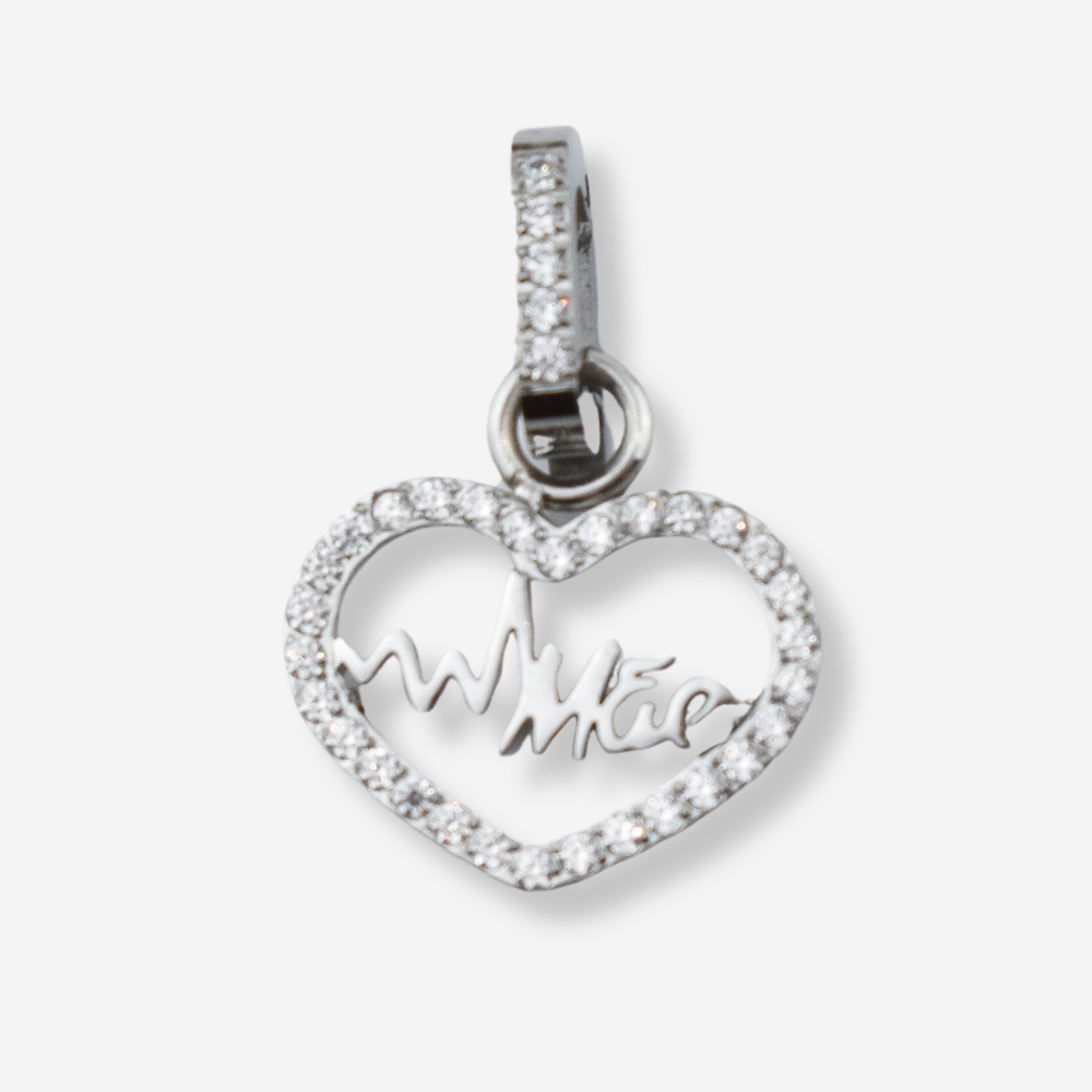 Pendentif mère avec diamants en acier inoxydable *Pièce maîtresse 