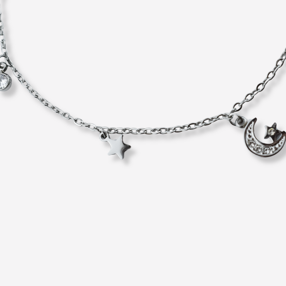 Bracelet Pied Lune et Étoile en Acier Inoxydable 