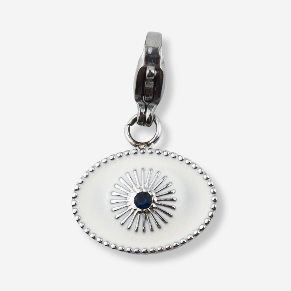 Pendente Olho Turco Branco em Aço Inoxidável