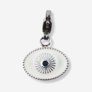 Pendente Olho Turco Branco em Aço Inoxidável