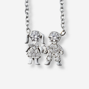 Colar Filhos com representação da criança em Aço e Mensagem Especial