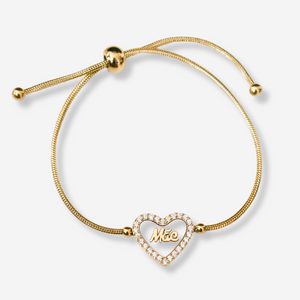 Pulseira Mãe em Aço com Coração e Cartão com mensagem Especial