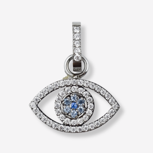 Pendentif oeil turc avec diamants en acier inoxydable *Pièce maîtresse 
