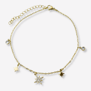 Stainless Steel 8-Point Star Foot Bracelet 