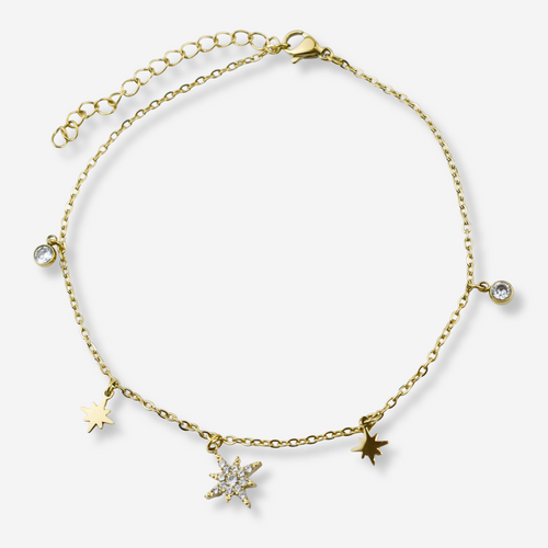 Stainless Steel 8-Point Star Foot Bracelet 