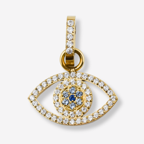 Pendentif oeil turc avec diamants en acier inoxydable *Pièce maîtresse 