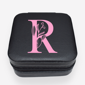 BEAUTY- Guarda-Joias Preto Personalizado com Inicial