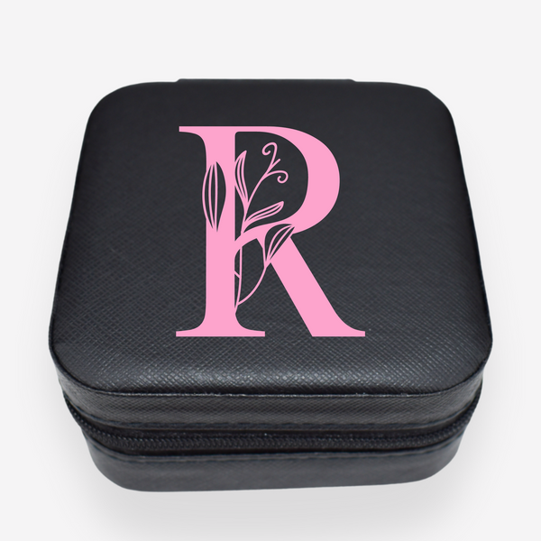 BEAUTY- Guarda-Joias Preto Personalizado com Inicial