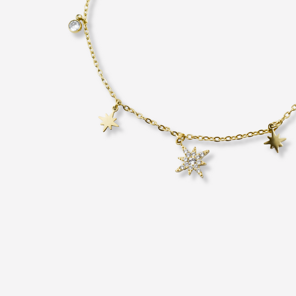 Stainless Steel 8-Point Star Foot Bracelet 