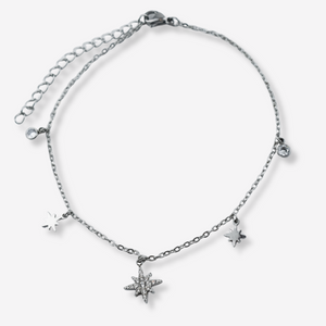 Stainless Steel 8-Point Star Foot Bracelet 