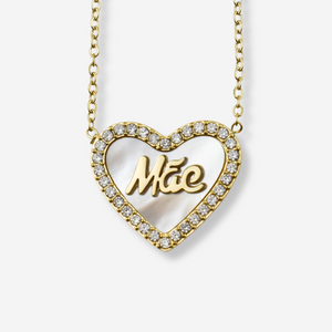 Colar Mãe com Coração em Aço e Mensagem Especial 