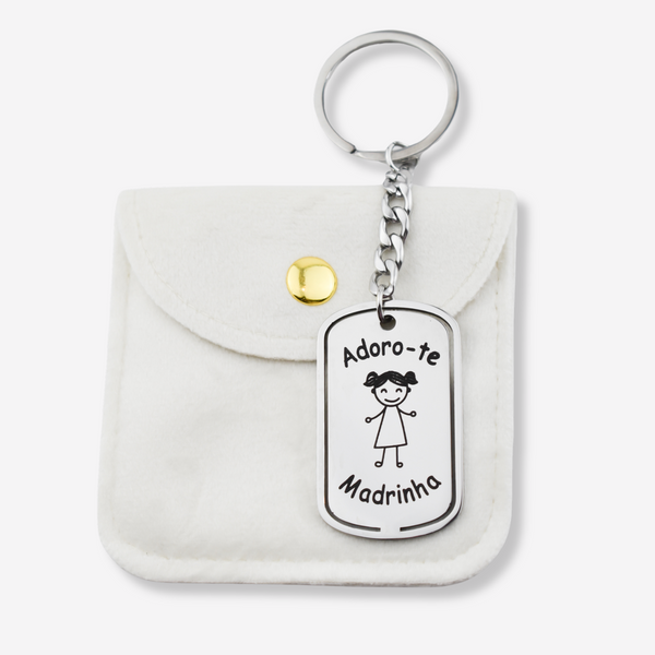 Porte-clés en acier - Je t'aime Marraine