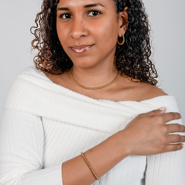 Conjunto Jade– Brincos, Colar e Pulseira em Aço com Esferas 