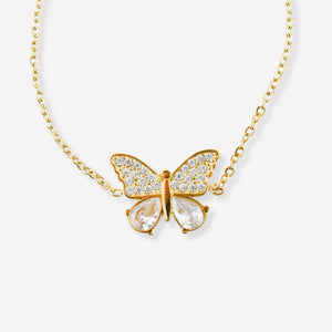 AMBER – Pulseira em Aço com Borboleta e Zircónias