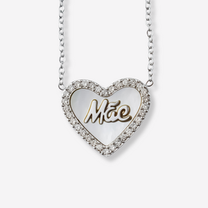 Colar Mãe com Coração em Aço e Mensagem Especial 