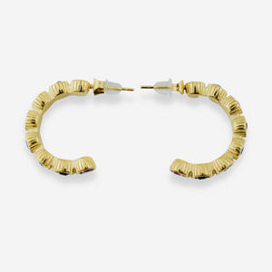 ESMERALDA – Brincos Meia Argola em Aço com Brilhantes Coloridos 