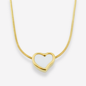 VALENTINA – Colar em Aço com Coração em Madrepérola