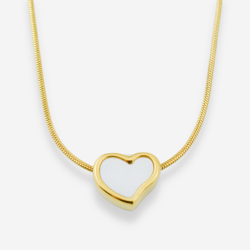 VALENTINA – Colar em Aço com Coração em Madrepérola