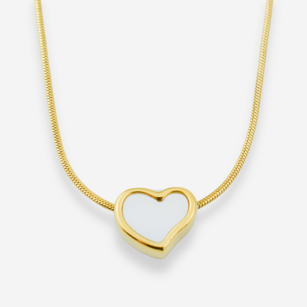 VALENTINA – Colar em Aço com Coração em Madrepérola