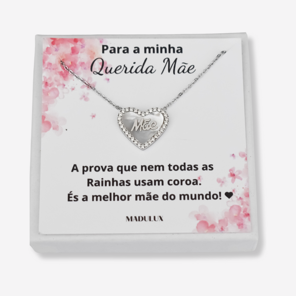 Colar Mãe com Coração em Aço e Mensagem Especial
