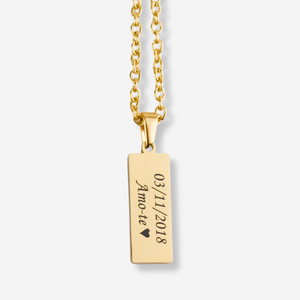 Vos Yeux - Collier personnalisable en acier inoxydable avec médaille verticale