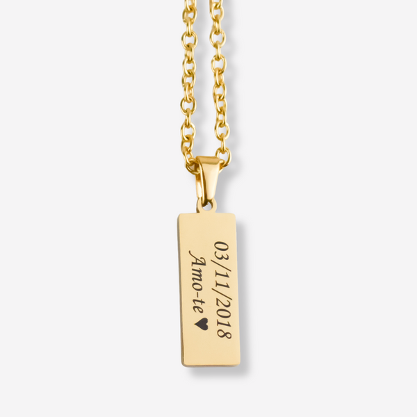 Vos Yeux - Collier personnalisable en acier inoxydable avec médaille verticale