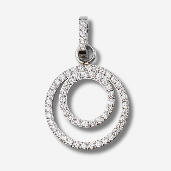 Pendentif cercle avec diamants en acier inoxydable *Pièce centrale