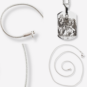 Collier Illustration en Acier Inoxydable - Médaille Rectangulaire