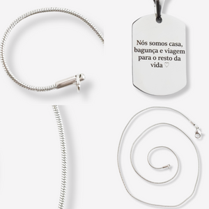 Collier Illustration en Acier Inoxydable - Médaille Rectangulaire