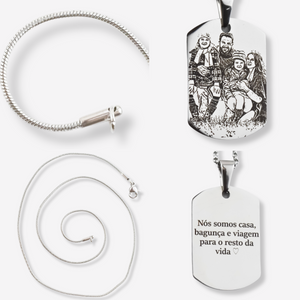 Collier Illustration en Acier Inoxydable - Médaille Rectangulaire