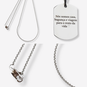 Collier Illustration en Acier Inoxydable - Médaille Rectangulaire