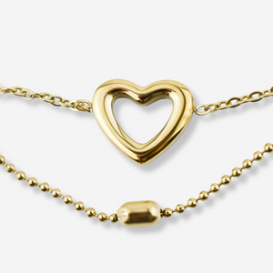 Tornozeleira Dupla em Aço Inoxidável com Corações