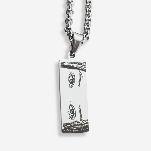 Vos Yeux - Collier personnalisable en acier inoxydable avec médaille verticale