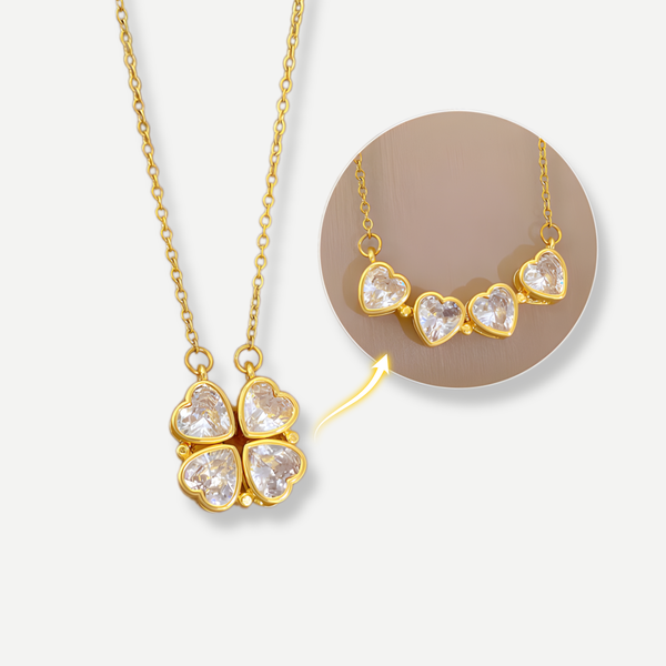 Box Amor com 16 Rosas Eternas e Colar "Trevo de 4 Folhas" em Aço Inoxidável