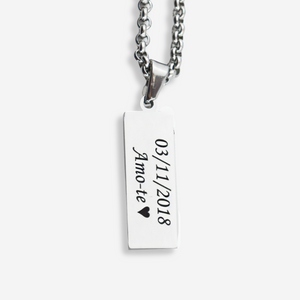 Vos Yeux - Collier personnalisable en acier inoxydable avec médaille verticale