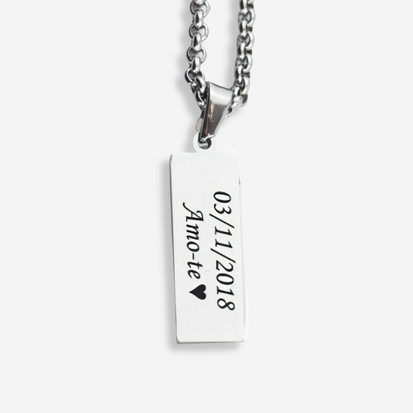 Vos Yeux - Collier personnalisable en acier inoxydable avec médaille verticale