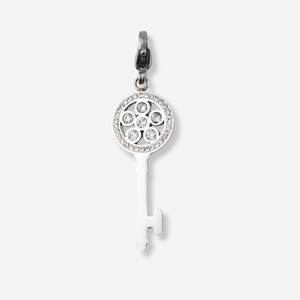 Pendentif clé avec diamants en acier inoxydable