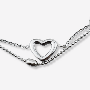 Tornozeleira Dupla em Aço Inoxidável com Corações