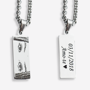 Vos Yeux - Collier personnalisable en acier inoxydable avec médaille verticale