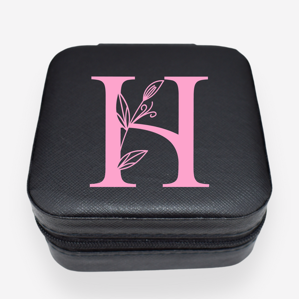 BEAUTY- Guarda-Joias Preto Personalizado com Inicial