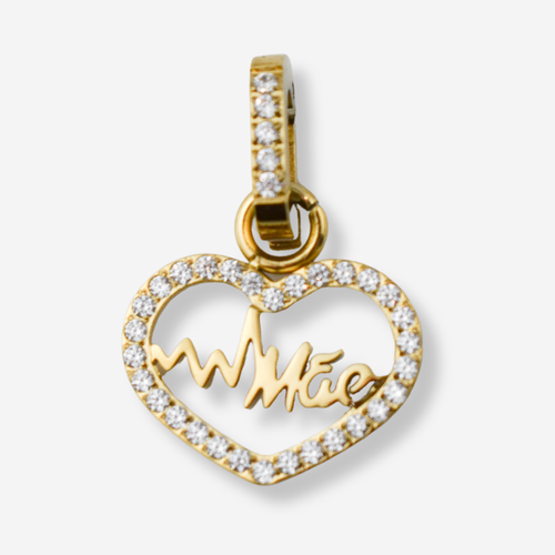 Pendentif mère avec diamants en acier inoxydable *Pièce maîtresse 